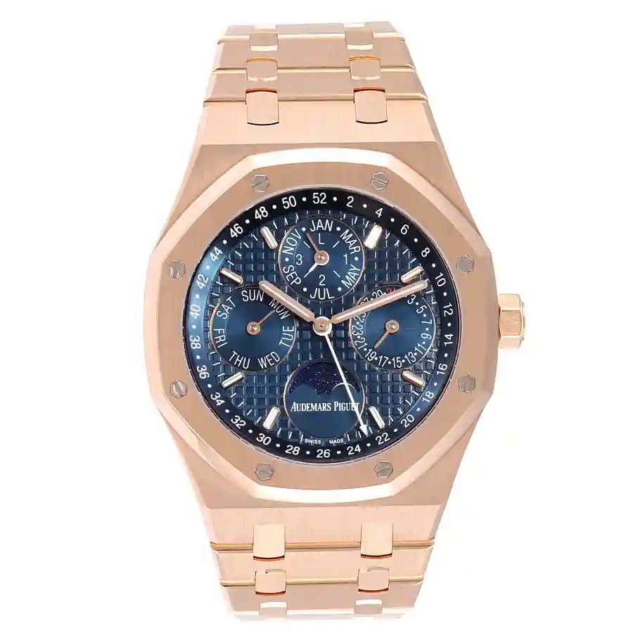audemars-piguet-royal-oak-perpetual-calendar-blue-dia-rose-gold-watch-26574or-1579X_51b81 AP Rose Gold Blue Dial Replica