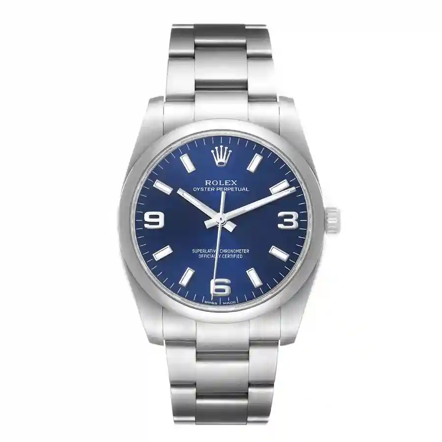 rolex-air-king-34-blue-dial-smooth-bezel-steel-replica-114200 Rolex Perpetual 34 Replica