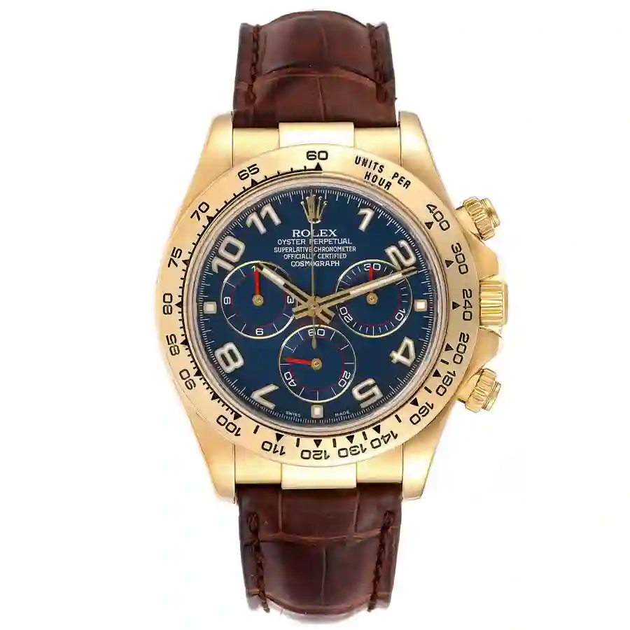 rolex-cosmograph-daytona-yellow-gold-blue-dial-replica-116518 Rolex Daytona Cosmograph 116518 Replica