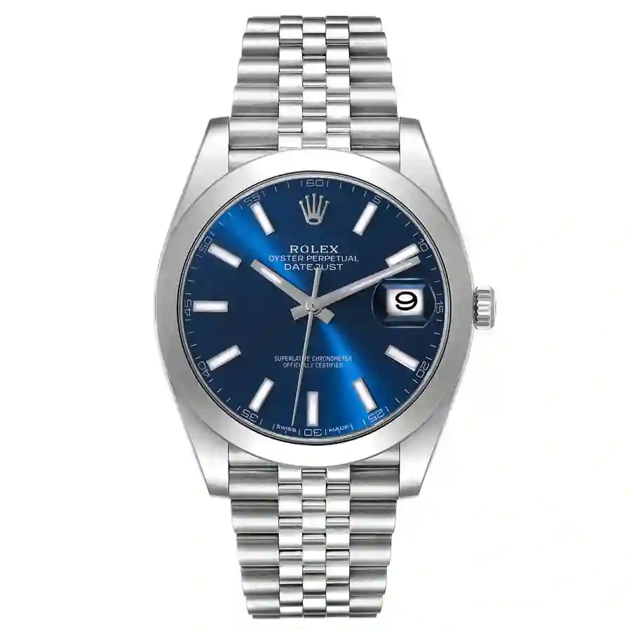 rolex-datejust-41-blue-dial-smooth-bezel-steel-replica-126300-56220 Rolex Steel Blue Dial Replica