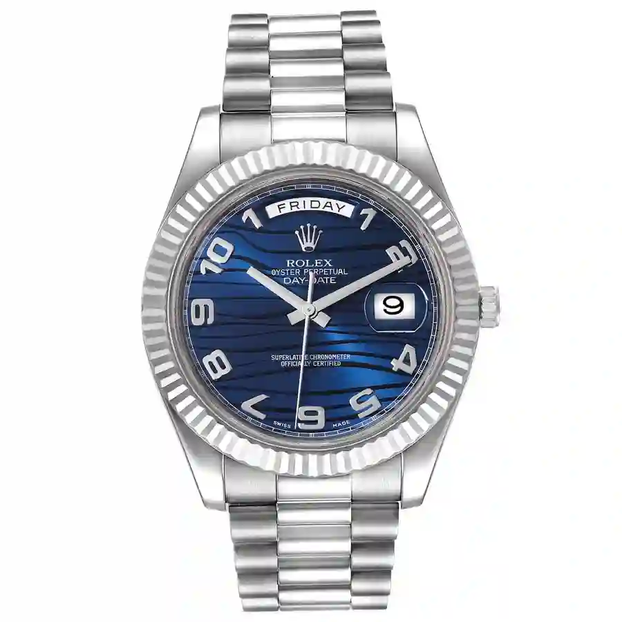 rolex-president-day-date-ii-white-gold-blue-dial-replica-watches-218239 Rolex Day-Date 2 228238-003 replica