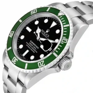Green bezel of the watch