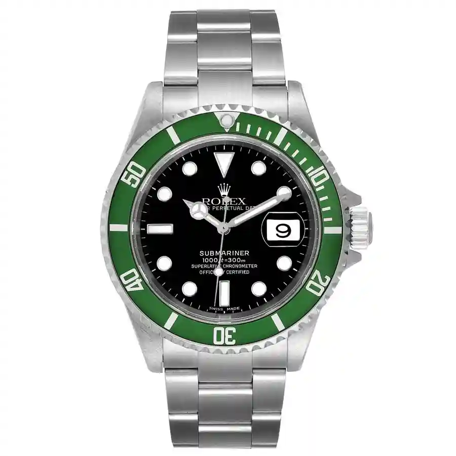 rolex-submariner-green-50th-anniversary-flat-4-replica-16610lv Rolex Submariner Date Black Replica