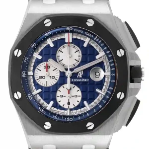 Blue and white dial of the watch