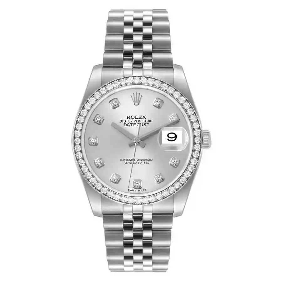 rolex-datejust-36-silver-diamond-dial-bezel-unisex-watch-116244-50977_ee3db Rolex 2235 Movement Replica