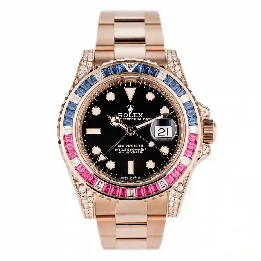 rolex-gmt-master-II-126755aru-everose-gold-diamond-shoulder-40mm-black-ruby-saff-bezel_front Rolex 126755SARU Replica